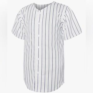 Amazon : Navy Striped Baseball Jersey Button-Up